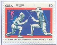 (1970-015) Марка Куба "Фехтование"    Центральноамериканские и Карибские игры III Θ