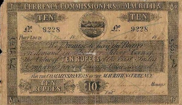 () Банкнота Маврикий 1848 год 10  &quot;&quot;   UNC