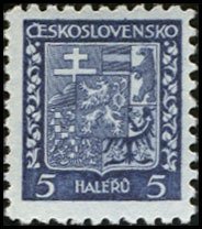 (1931-001) Марка Чехословакия &quot;Герб (Черно-синяя)&quot; ,  III O