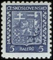 (1931-001) Марка Чехословакия "Герб (Черно-синяя)" ,  III O