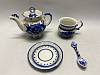 Чайный набор гжель чайник, кружка, ложка, блюдце