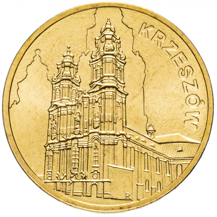 (204) Монета Польша 2010 год 2 злотых &quot;Кшешув&quot;  Латунь  UNC