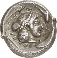 (№1970) Монета Древняя Греция 1970 год 1 Tetradrachm (Сиракьюс - Deinomenid Тирании)