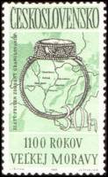 (1963-031) Марка Чехословакия "Кольцо"    1100 лет Большой Моравии III Θ