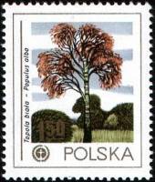 (1978-034) Марка Польша "Тополь белый"    Охрана окружающей среды II Θ