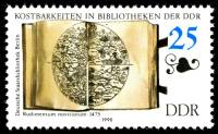(1990-046) Марка Германия (ГДР) "Рудиментум новиорум (1475)"    Сокровища библиотек III O
