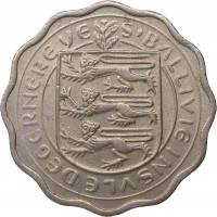 (№1959km18) Монета Гернси 1959 год 3 Pence (толстые флан)