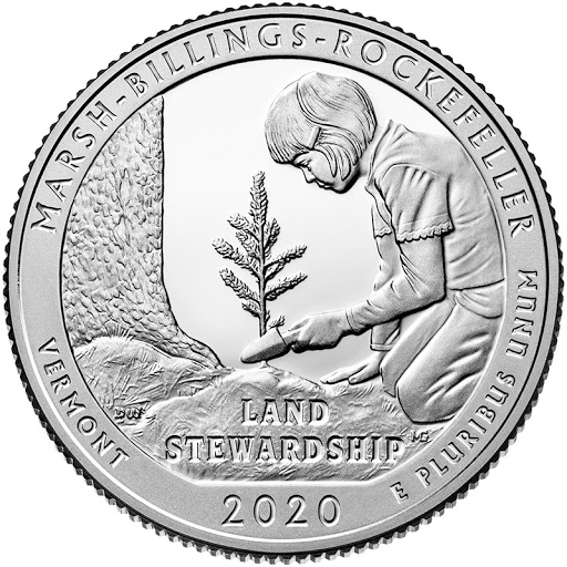 054p Монета США 2020 год 25 центов Марш-Биллингс-Рокфеллер  Медь-Никель  UNC