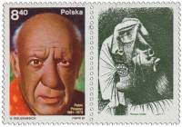 (1981-002a) Марка с купоном Польша "П. Пикассо"    100 лет со дня рождения Пабло Пикассо (1881-1973)