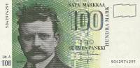 (1986 Litt A) Банкнота Финляндия 1986 год 100 марок "Ян Сибелиус" Holkeri - Makinen  UNC