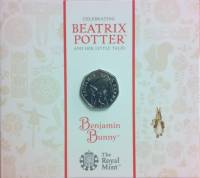 2017 Монета Великобритания 50 пенсов Бенджамин Банни  Медь-Никель  Блистер