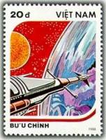 (1988-067a) Марка Вьетнам "Межпланетная ракета"  Без перфорации  День космонавтики III Θ