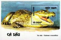 (№1994-107) Блок марок Вьетнам 1994 год "Очковый Кайман Кайман видами, например", Гашеный