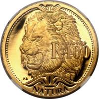 (№2003km417) Монета Южная Африка 2003 год 100 Rand (Натура - рычал мужчина Лев)