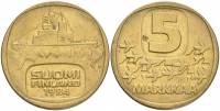 (1984) Монета Финляндия 1984 год 5 марок "Ледокол Урхо" Латунь  XF