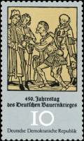 (1975-004) Марка Германия (ГДР) "Крестьяне"    Крестьянская война 450 лет III Θ
