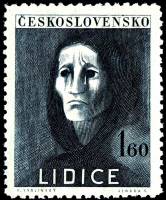 (1947-86) Марка Чехословакия "Страдающая женщина (Черно-синяя)"    5-я годовщина разрушения Лидице I