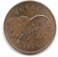 (№1994km30) Монета Тувалу 1994 год 2 Cents