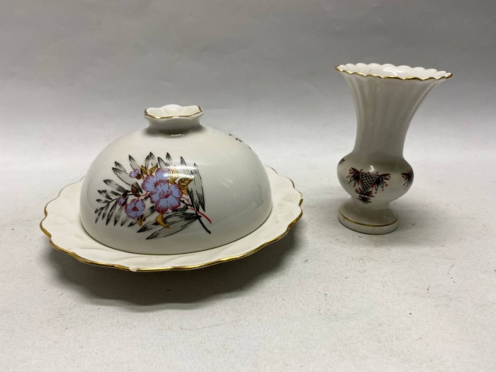 Масленка с крышкой и ваза ЛОЗ ЛЗФН