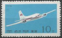 (1974-073) Марка Северная Корея "ИЛ-14"   Гражданская авиация Кореи III Θ