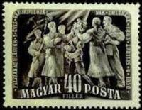 (1950-020) Марка Венгрия "Встреча солдат (Серая)"    5 лет освобождения Венгрии от нацизма III Θ
