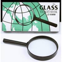 Лупа карманная "Straight-Shank Glass" размер линзы 90 мм увеличение 2х без подсветки, черная, Китай