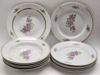 Тарелки пролетарий Сирень 12 шт столовые 6 шт и суповые 6 шт фарфор СССР 1960 - е гг
