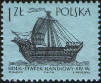 (1963-020) Марка Польша "Судно 'Халк'"   Парусные суда II Θ