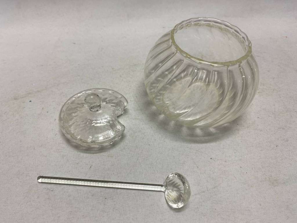 Сахарница стекло с ложкой