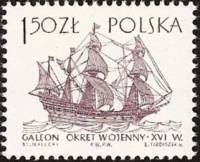 (1964-010) Марка Польша "Галеон"   Парусные суда II Θ