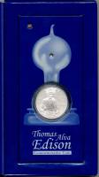 (2004,1 м. unc,  1 д. + электролампа) Набор США 2004 год  125 лет лампочке Эдисона  UNC