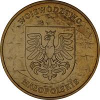 073 Монета Польша 2004 год 2 злотых Воеводство Малопольское  Латунь  UNC
