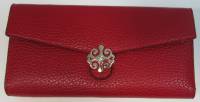 Кошелёк женский "Fuerdanni" Кожзам, 1 отделение, Клепка, Красный, Золотая застежка