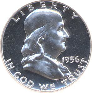(1959) Монета США 1959 год 50 центов   Бенджамин Франклин Серебро Ag 900  PROOF