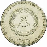 () Монета Германия (ГДР) 1968 год 20 марок ""  Биметалл (Серебро - Ниобиум)  UNC