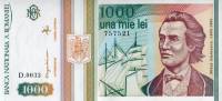 (1993) Банкнота Румыния 1993 год 1 000 лей "Михаил Эминеску"   UNC