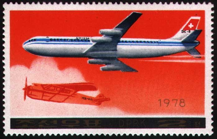 (1978-105) Марка Северная Корея &quot;Дуглас DC-8-53&quot;   Самолеты III Θ