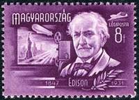 (1948-017) Марка Венгрия "Томас Эдисон"    Изобретатели и исследователи III Θ