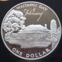 (№1977km46a) Монета Новая Зеландия 1977 год 1 Dollar (25-летие присоединения-день Вайтанги)