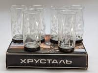 Стопки стаканы Ягодка 6 шт хрусталь металл СССР в оригинальной коробке