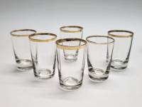 Стопки СССР стекло позолота 6 штук золотая полоска толстое дно