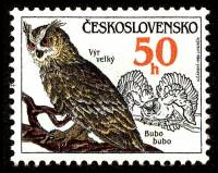 (1986-030) Марка Чехословакия "Бубо бубо"    Охрана природы. Совы I Θ