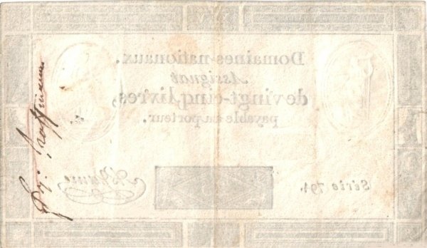  Ассигнация Франция 1793 год 25 ливров    XF