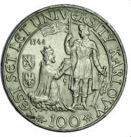 (1948) Монета Чехословакия 1948 год 100 крон "Карлов Университет. 600 лет"  Серебро Ag 500  UNC