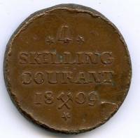 (№1809km275.2) Монета Норвегия 1809 год 4 Skilling