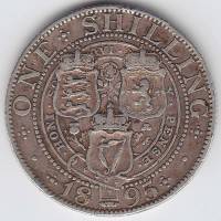 (1895) Монета Великобритания 1895 год 1 шиллинг "Королева Виктория"  Серебро Ag 925  VF