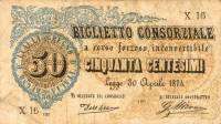 (№1874P-1) Банкнота Италия 1874 год "50 Centesimi"