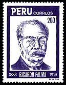 (№1984-1267) Марка Перу 1984 год "Рикардо Пальма 18331919", Гашеная