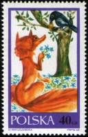(1968-010) Марка Польша "Лиса и Ворона"   Сказки III Θ