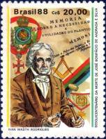 (№1988-2248) Марка Бразилия 1988 год "150 лет умер Bonifaacutecio Joseacute де Андрада", Гашеная